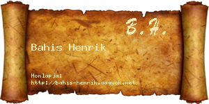 Bahis Henrik névjegykártya